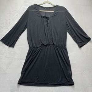 prAna Tunic Coverup Women’s Sz Medium Charcoal Swim‎ Cover Lightweight Tie neck